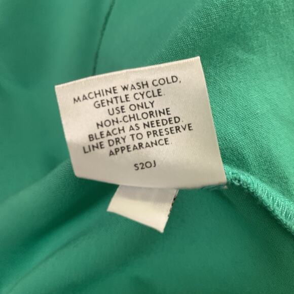 Eileen Fisher Organic Cotton Surplice Sleeveless Dress Petite PM Green A-Line - Picture 6 of 7